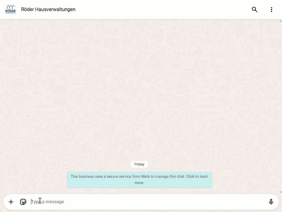 WhatsApp-Chat mit Geniefy: Anliegen schreiben, offene Tickets sehen, Dokumente und Notfall-Nummer erhalten.
